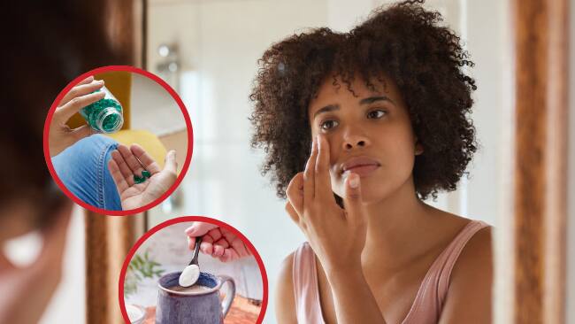 ¿Cuál es más efectivo el colágeno en polvo o en cápsula? // Mujer cuido su rostro // Getty Images