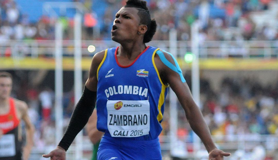 Anthony Zambrano en el Mundial de Atletismo de Menores Cali 2015, en la semifinal de los 400 metros hombres