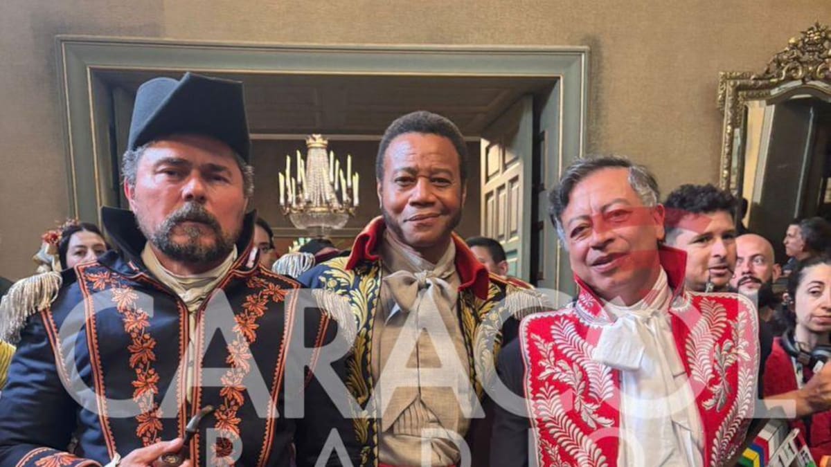 La foto de Petro con Cuba Gooding Jr. en rodaje de la película sobre almirante Padilla