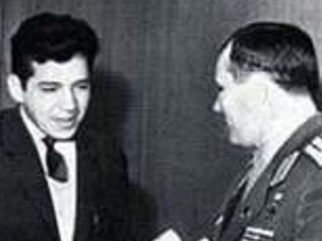 Pedro Clavijo (izq) con el cosmonauta Yuri Gagarin, un 12 de abril cuando se festeja el Día de la Cosmonáutica rusa