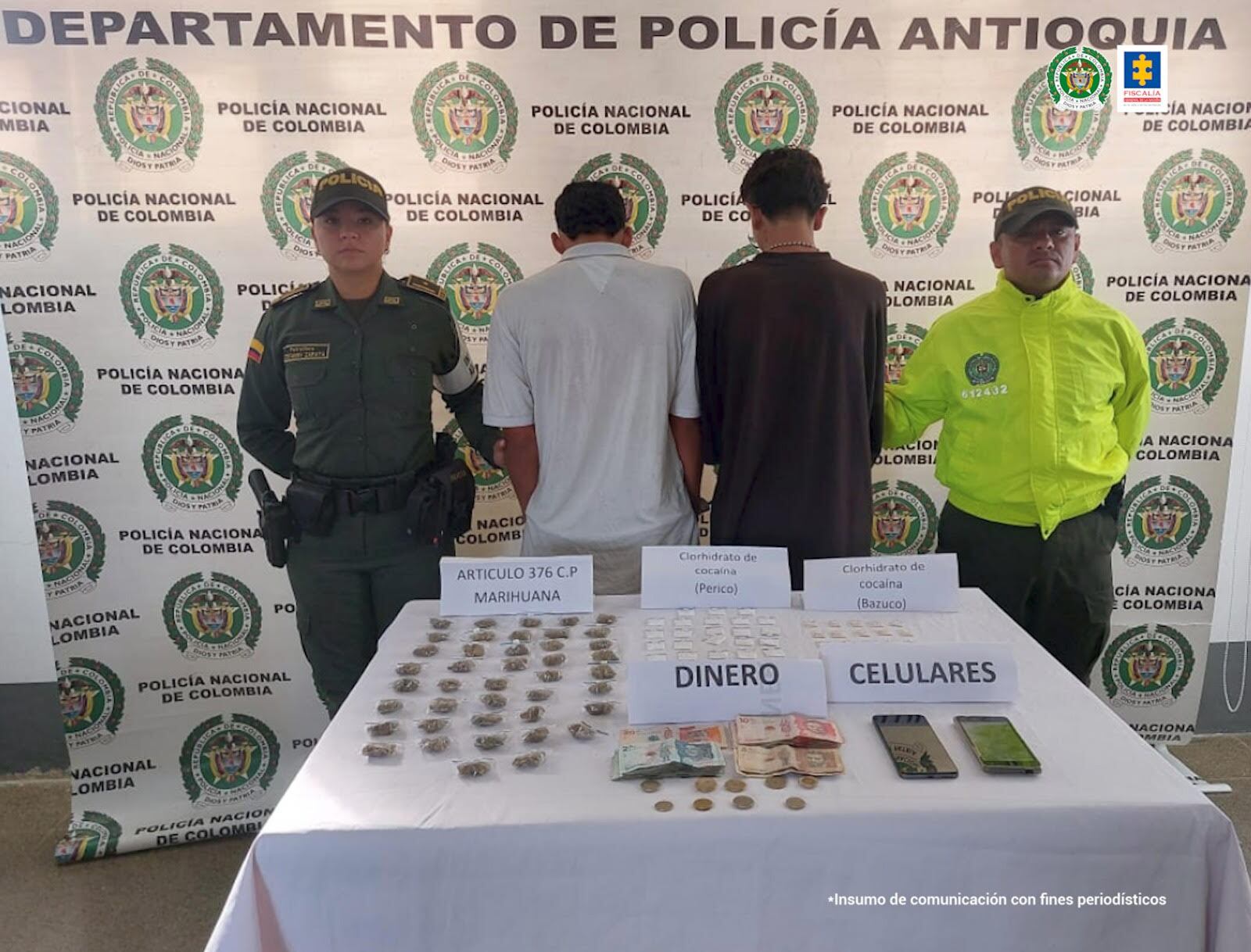 Los capturados no aceptaron cargos por uso de menores de edad para la comisión de delitos. Foto: Fiscalía.