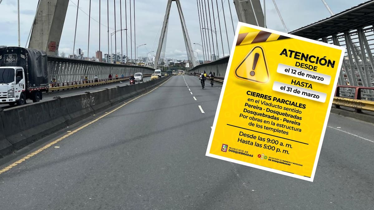 Durante 19 días habrá cierres parciales en el Viaducto de Pereira; el Invías hará mantenimiento