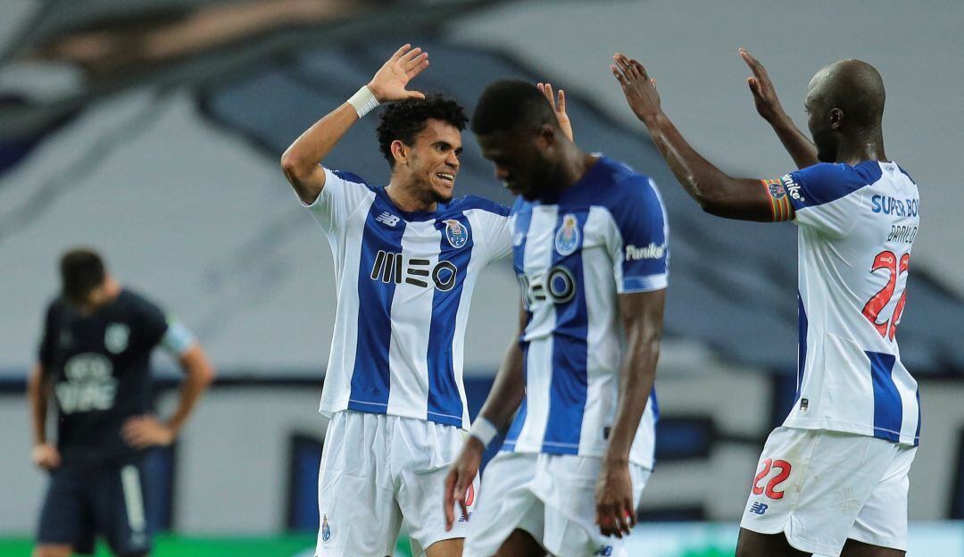 Luis Díaz celebrando su quinta anotación con el Porto en esta temporada de Liga.