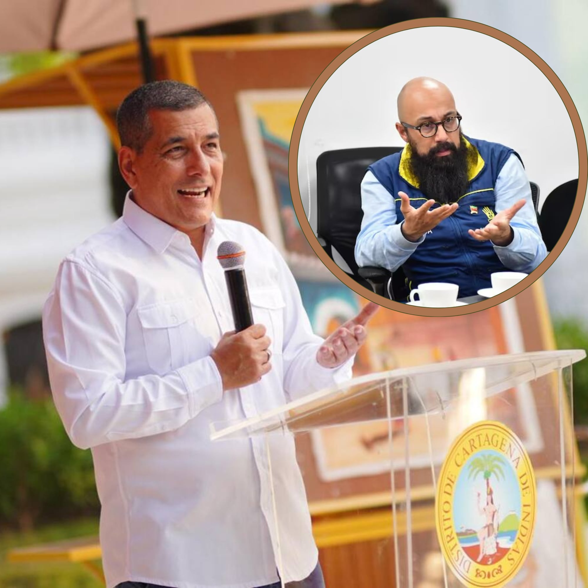 Dumek Turbay, alcalde de Cartagena; y Carlos Carrillo, exdirector de la UNGRD. // Cortesía