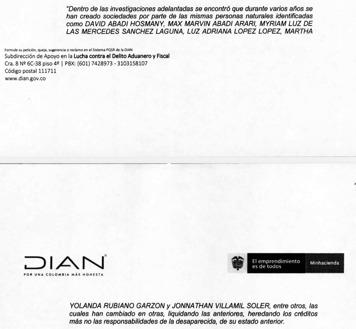 Denuncia penal de la Dian remitida a la Fiscalía sobre Lili Pink.