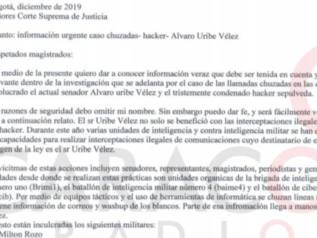 El correo anónimo por el que le abrieron indagación preliminar a Uribe
