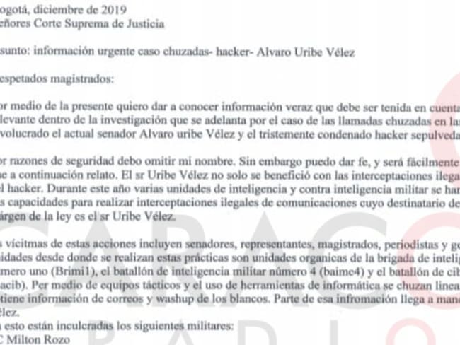 El correo anónimo por el que le abrieron indagación preliminar a Uribe