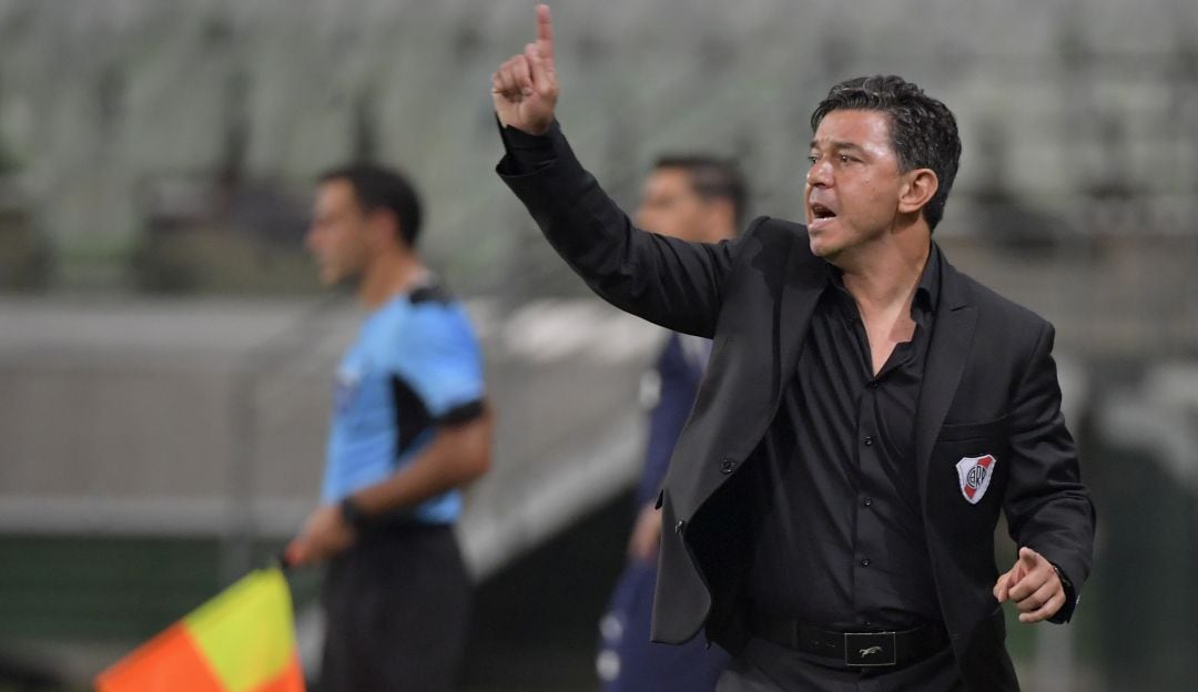 Marcelo Gallardo durante el juego ante Palmerias por la Copa Libertadores.