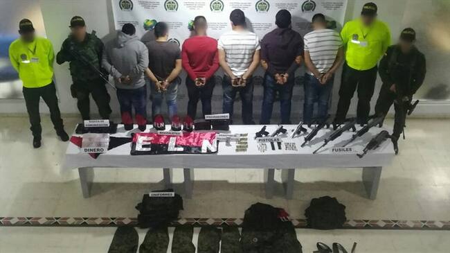 Entre los subversivos apresados se encuentra un hombre conocido como "El Mata Policías" a quien se le atribuye el homicidio de varios uniformados.. Foto: Cortesía/ Policía Nacional