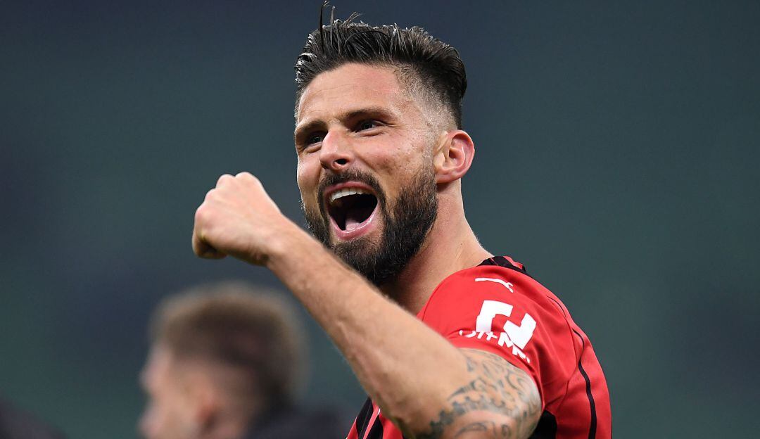 Olivier Giroud festeja el triunfo al final del partido.