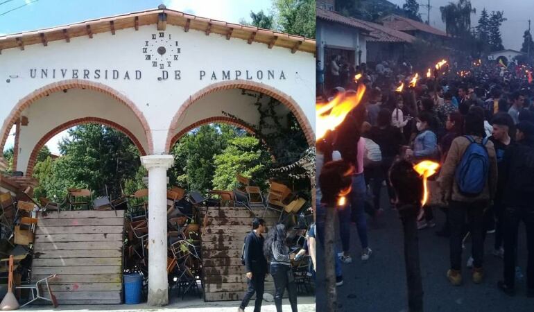 Cierre en la Unipamplona y marcha de estudiantes