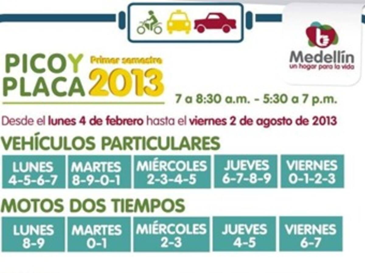 Desde hoy rota el "pico y placa" en Medellín