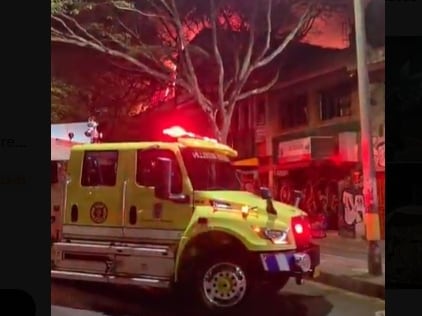 Incendio en el centro de Medellín. Cortesía. DAGRD Medellín