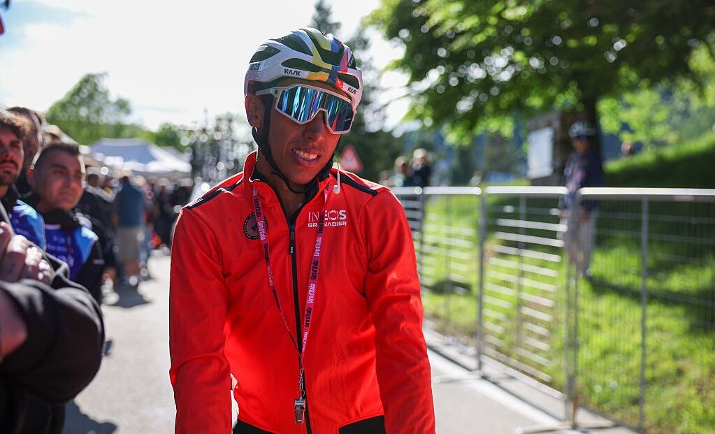 SAN VALENTINO, ITALY - MAY 27: Egan Bernal of Colombia and Team INEOS Grenadiers looks on at the end of the 108th Giro d'Italia 2025, Stage 16 a 203km stage from Piazzola sul Brenta to San Valentino (Brentonico) on May 27, 2025 in San Valentino, Italy. (Photo by Sara Cavallini/Getty Images)