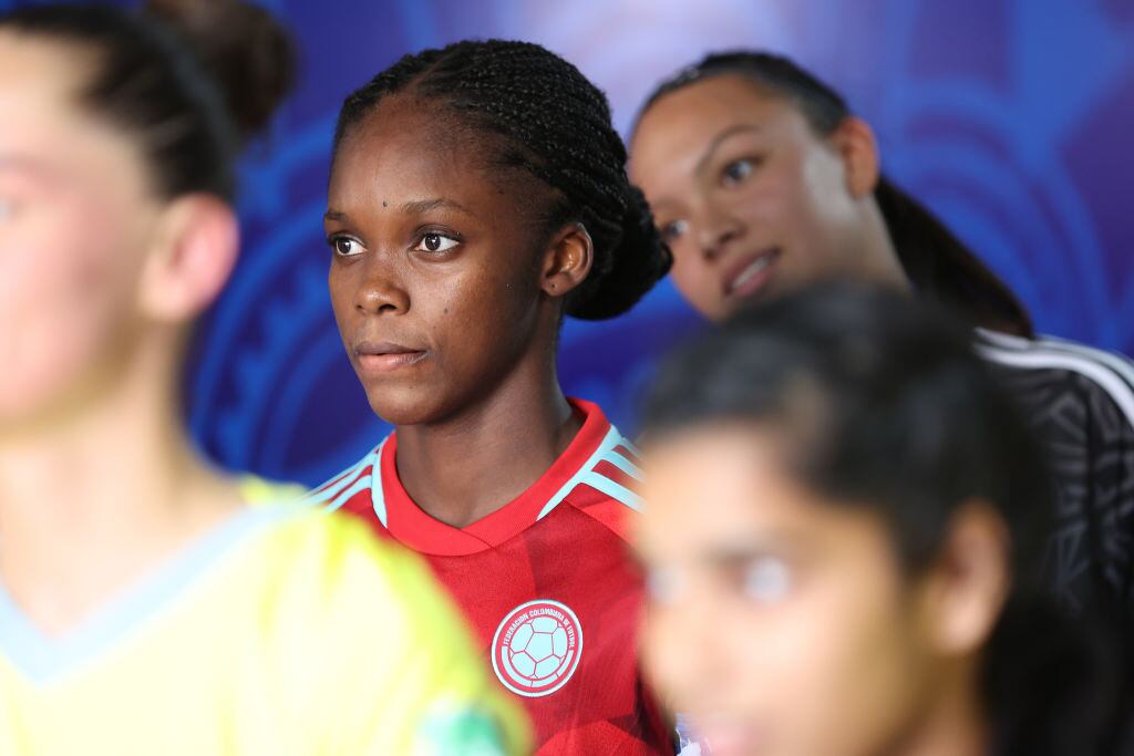 Linda Caicedo en un partido con la Selección Colombia Sub-27 en el Mundial de India (Photo by Matthew Lewis - FIFA/FIFA via Getty Images)