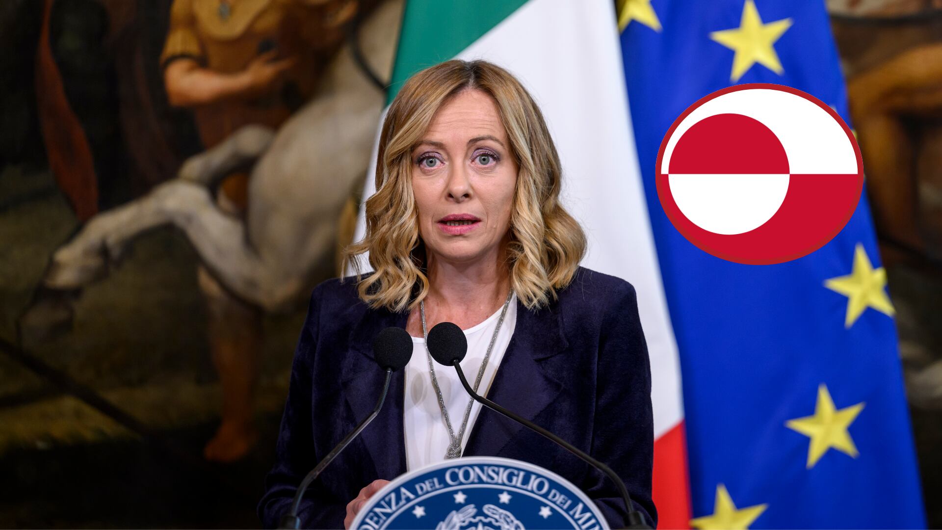 Meloni. Foto: Antonio MasielloGroenlandia. Foto: Getty Images.