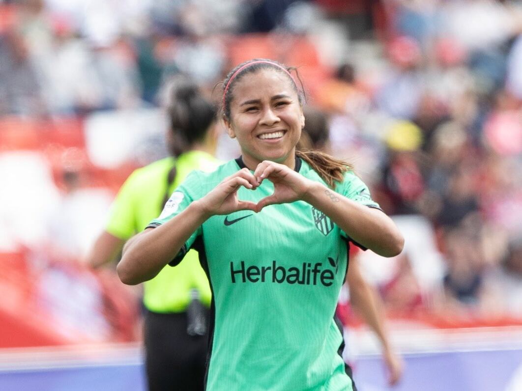 Leicy Santos festeja su gol con el Atlético Madrid / Twitter: @AtletiFemenino.