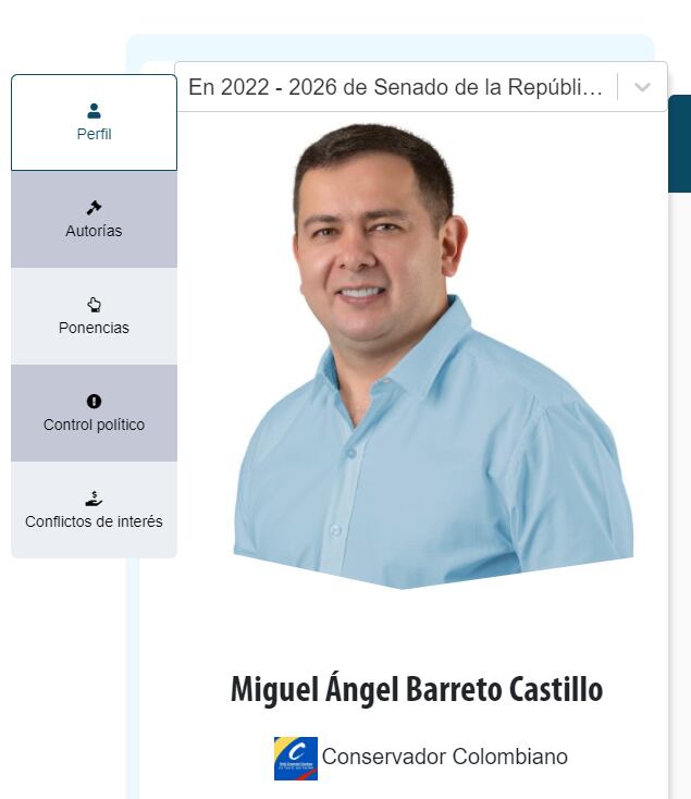 Senador del Partido Conservador Miguel Ángel Barreto Castillo, mencionado en el caso de corrupción de las "Marionetas 2"