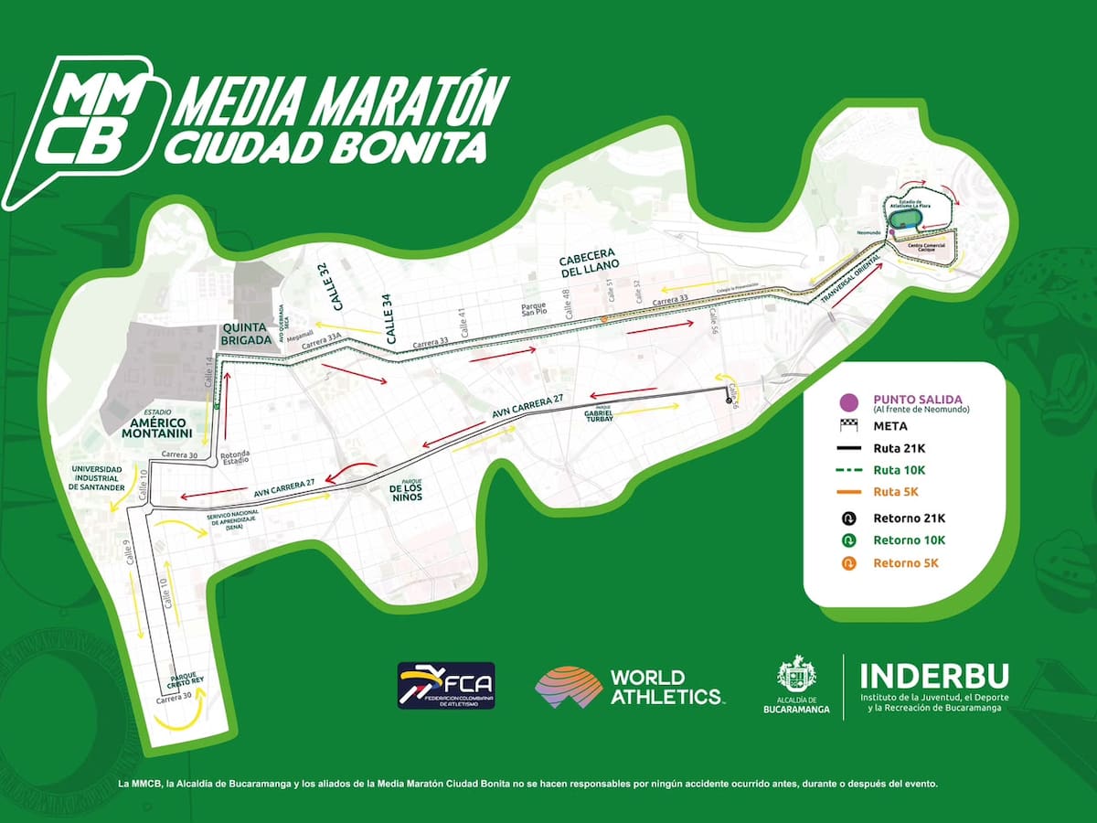 Programe sus recorridos: habrá carrera atlética este domingo 16 de agosto en Bucaramanga