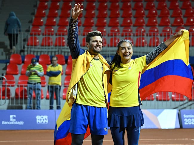 Nicolás Barrientos y Yuliana Lizarazo le dieron a Colombia una nueva medalla de oro en los Juegos Panamericanos. (Photo by Raul ARBOLEDA / AFP) (Photo by RAUL ARBOLEDA/AFP via Getty Images)