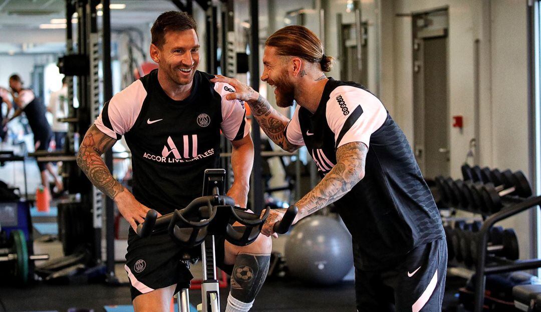 Lionel Messi y Sergio Ramos en el PSG