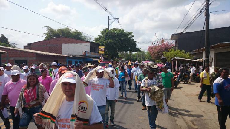 Marcha en paro minero de Segovia, Antioquia. 