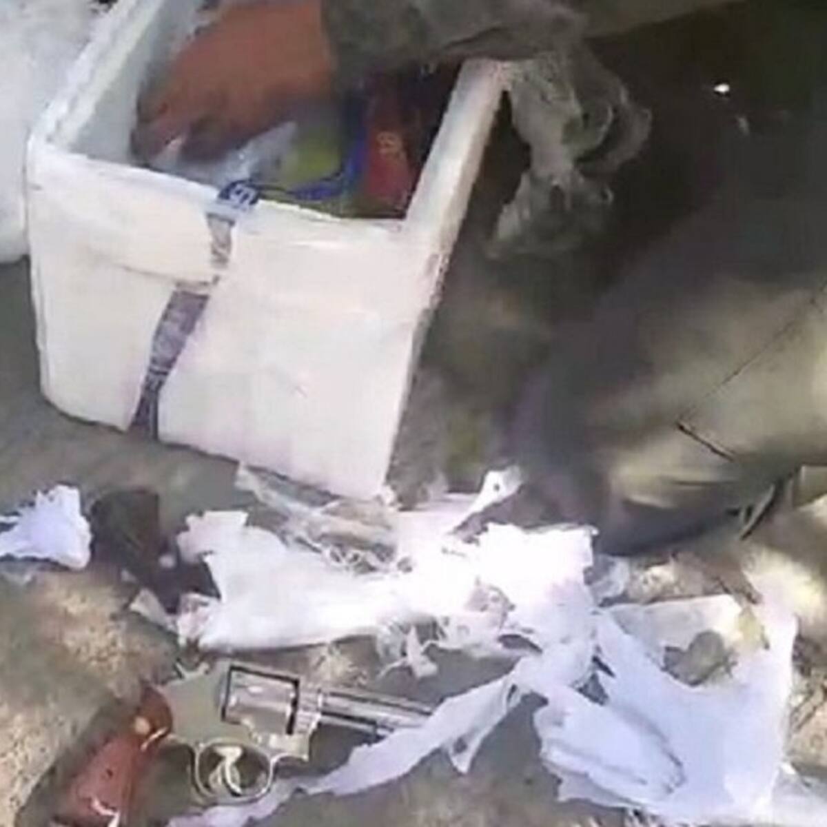 La policía encontró cuatro armas de fuego y más de mil balas en una nevera