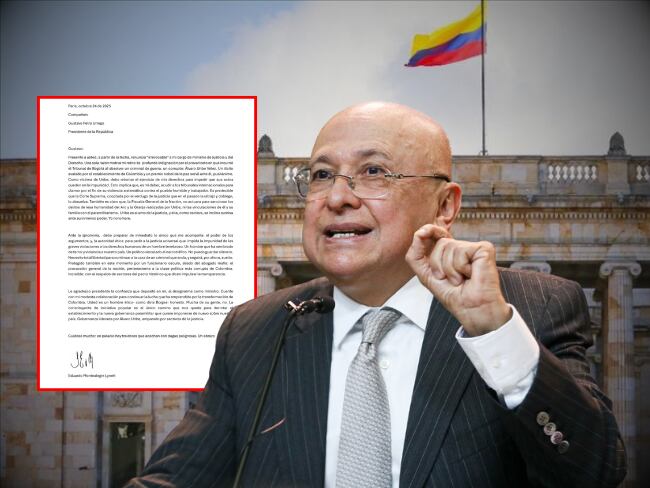 Carta de renuncia del ministro de Justicia, Eduardo Montealegre al gobierno de Gustavo Petro.