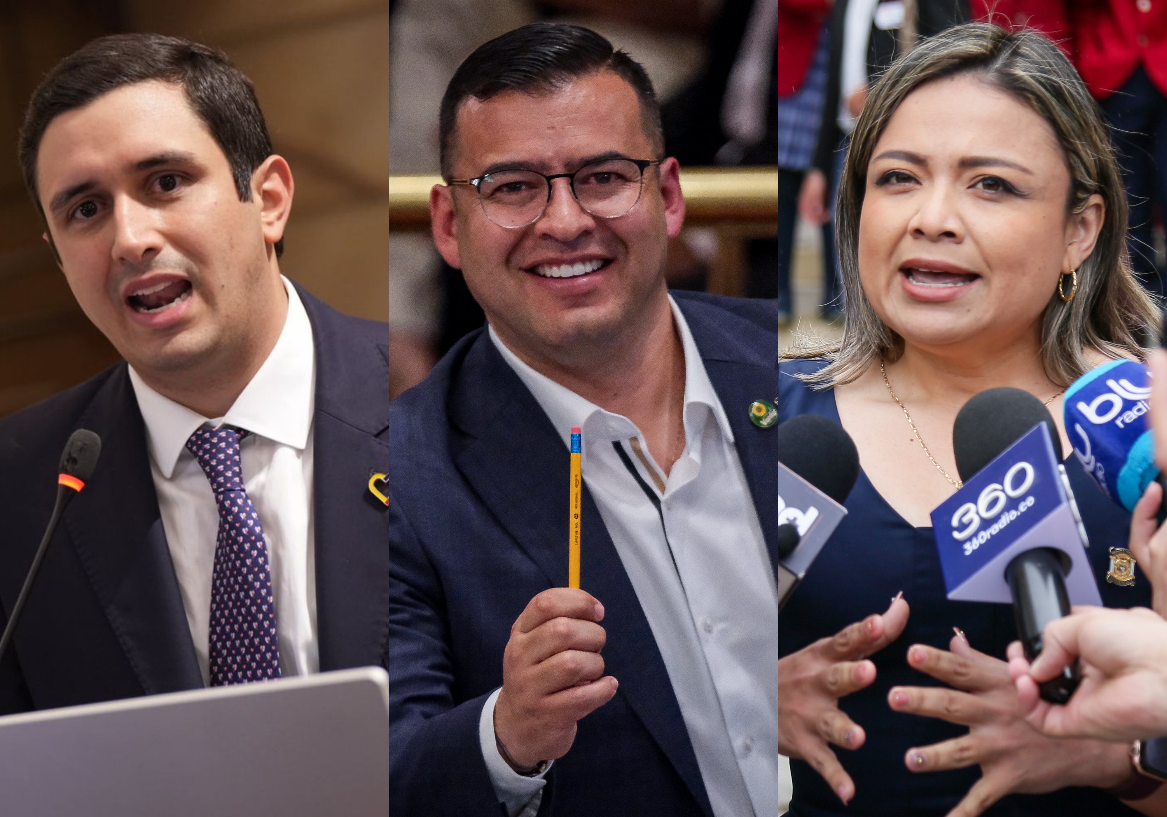 Jorge Tovar, primer vicepresidente de la Cámara de Representantes (Presnsa de la Cámara), Jaime Raúl Salamanca, presidente de la Cámara (Colprensa), y Lina Garrido, segunda vicepresidenta (Colprensa)