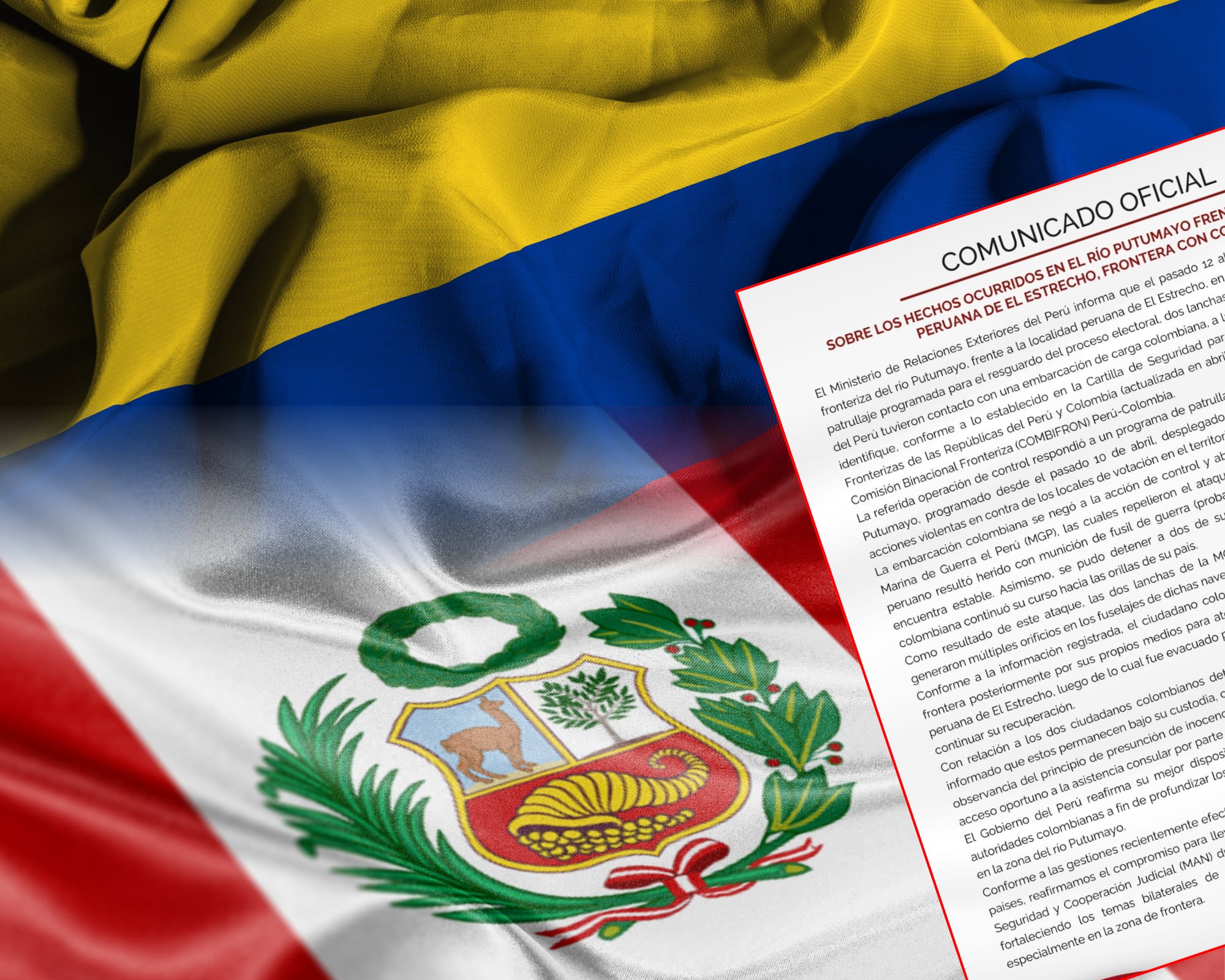 La Cancillería peruana informó que la Marina de Guerra de ese país abrió fuego contra una embarcación colombiana porque la lancha de carga se negó a detenerse e identificarse y, desde la embarcación, se disparó a los uniformados.
(Foto:    Caracol Radio / Getty / Cortesía cancillería peruana)