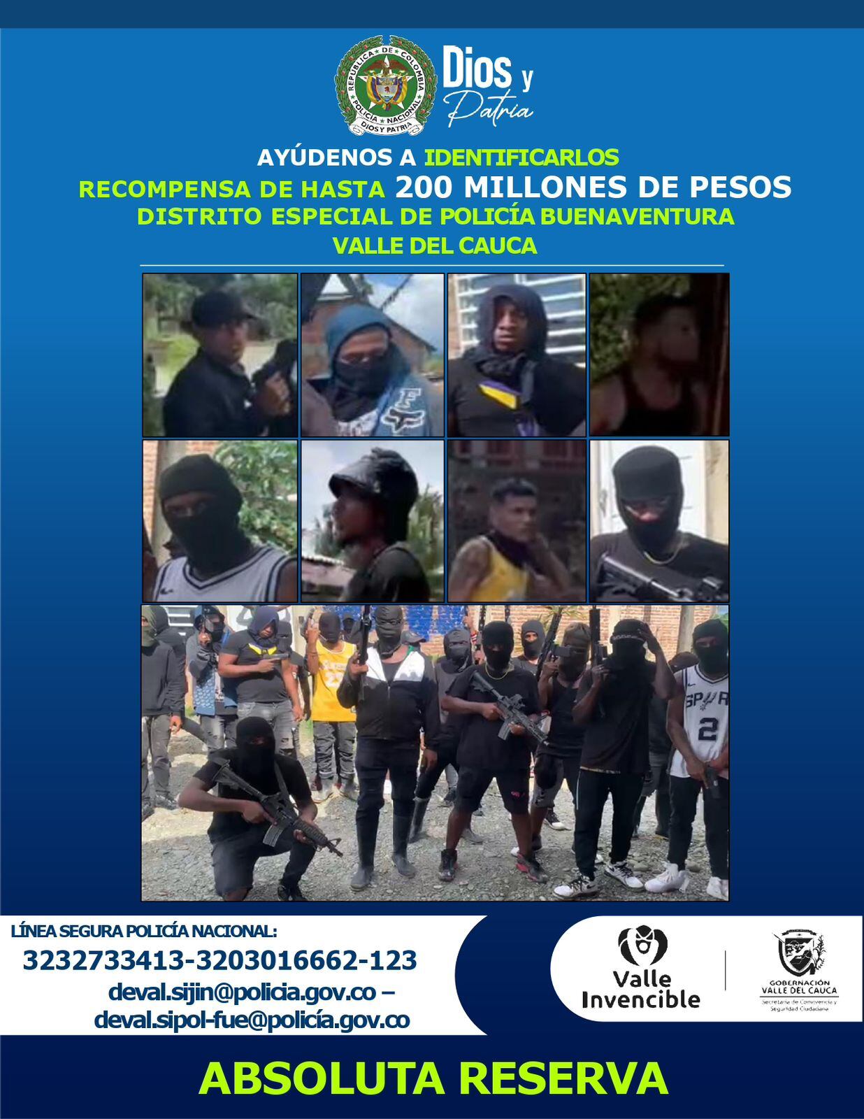 Recompensa por los encapuchados de Buenaventura