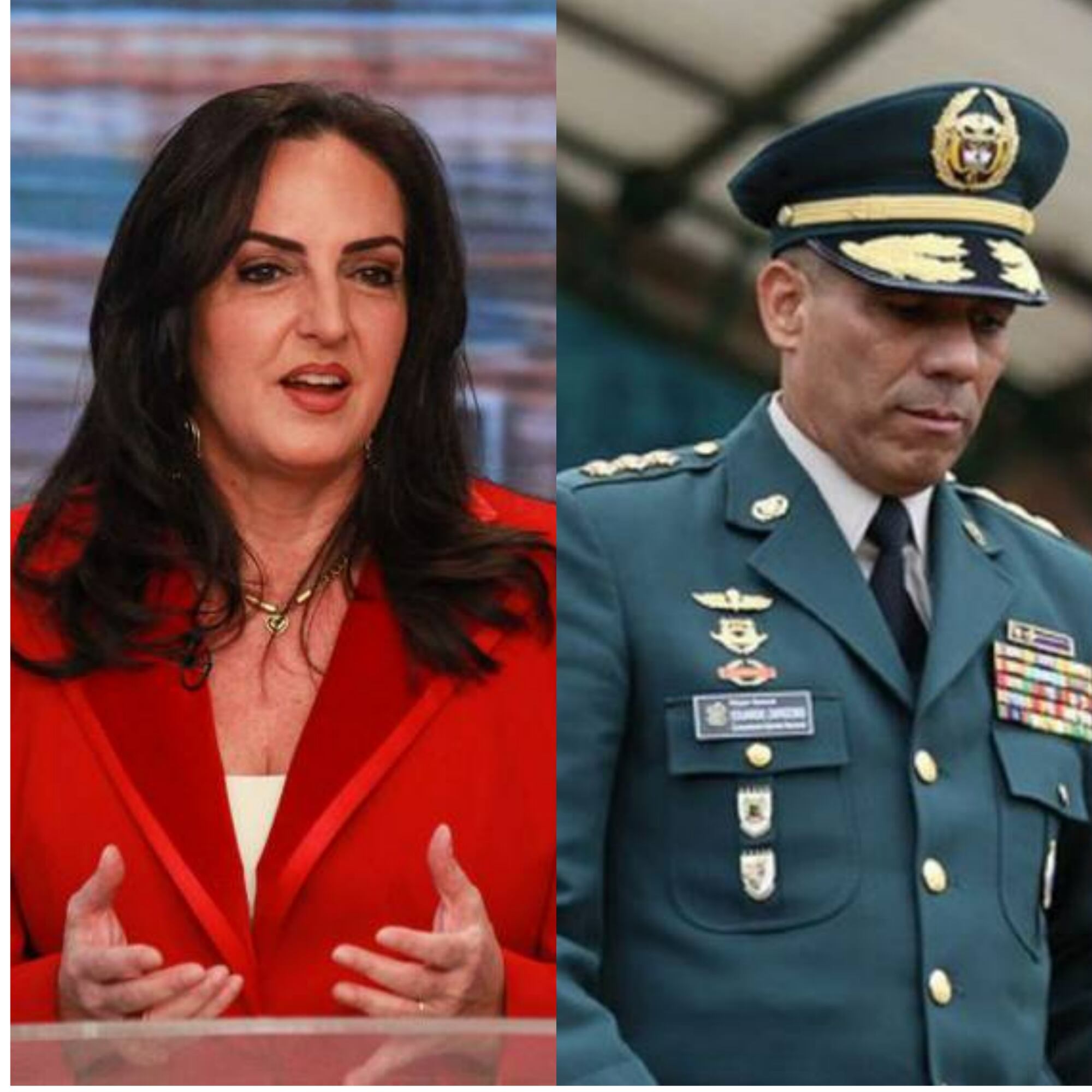La senadora del partido Centro Democrático, María Fernanda Cabal, y del ex comandante del Ejército Nacional, General Eduardo Zapateiro.
(Foto: Colprensa)