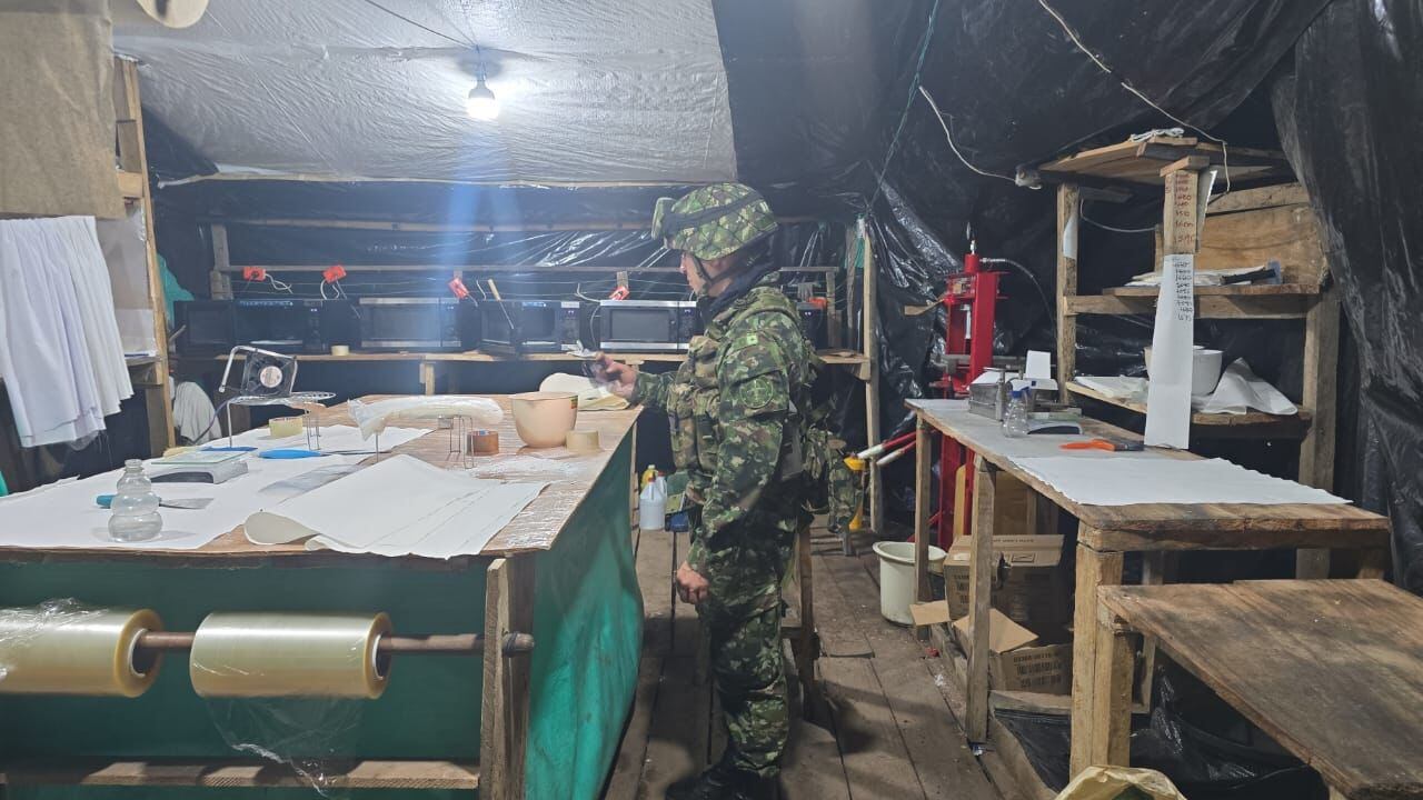 Laboratorio para procesar droga en la vereda Vergel. FOTO: Tercera División