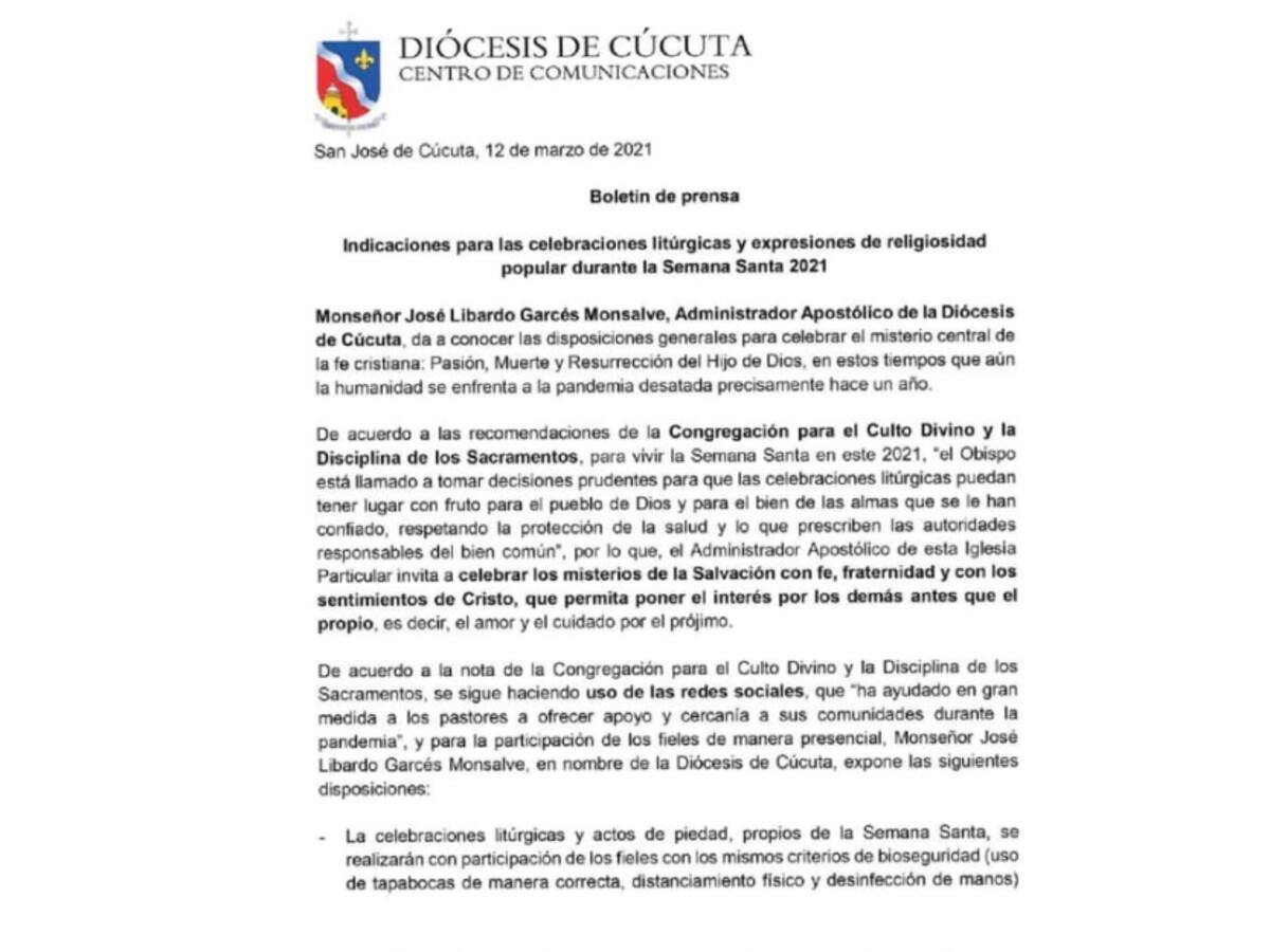 Iglesia mantendrá protocolos para celebrar Semana Santa