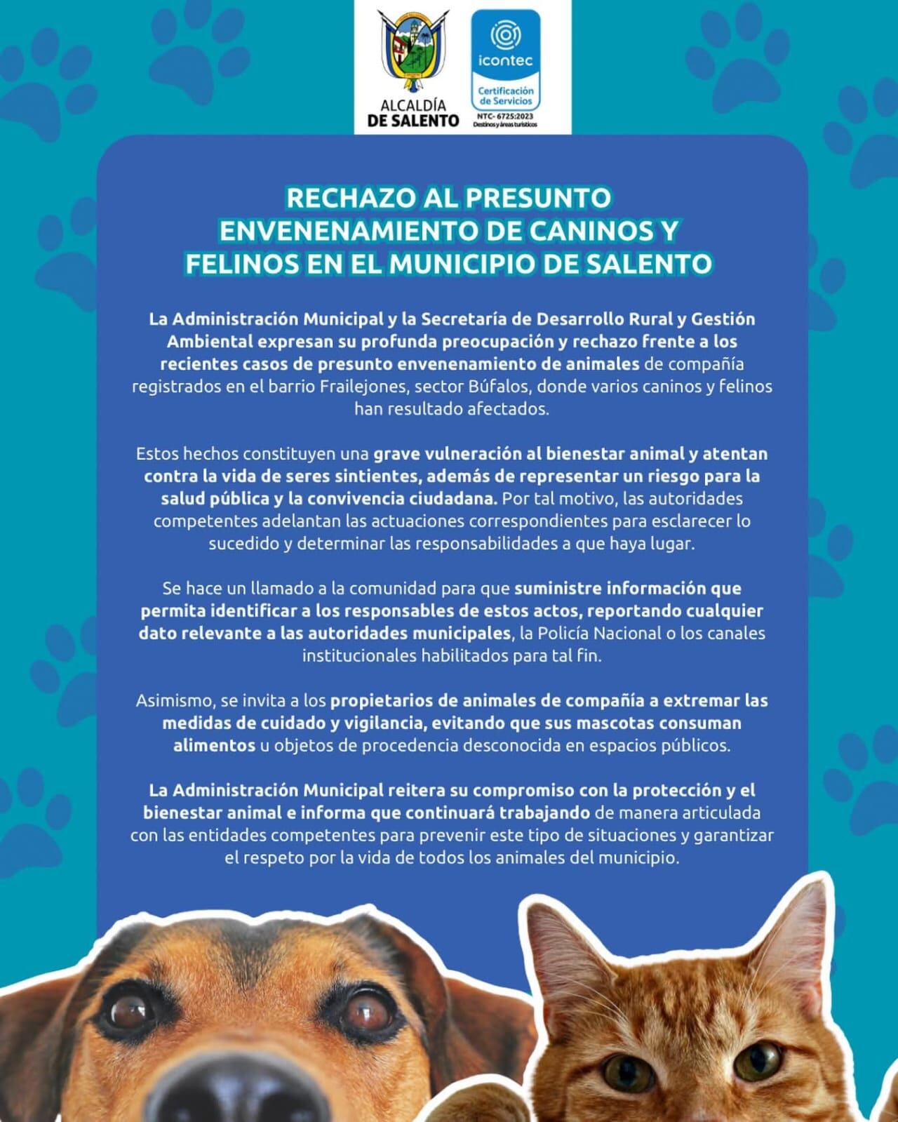 Comunicado- cortesía alcaldía de Salento