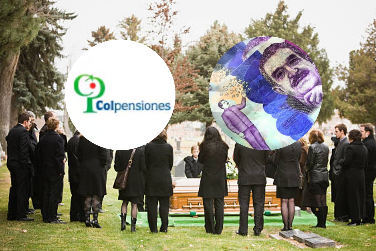 Auxilio funerario - Imagen de referencia de dinero, el logo de Colpensiones  y de funeral - Getty Images y cortesía