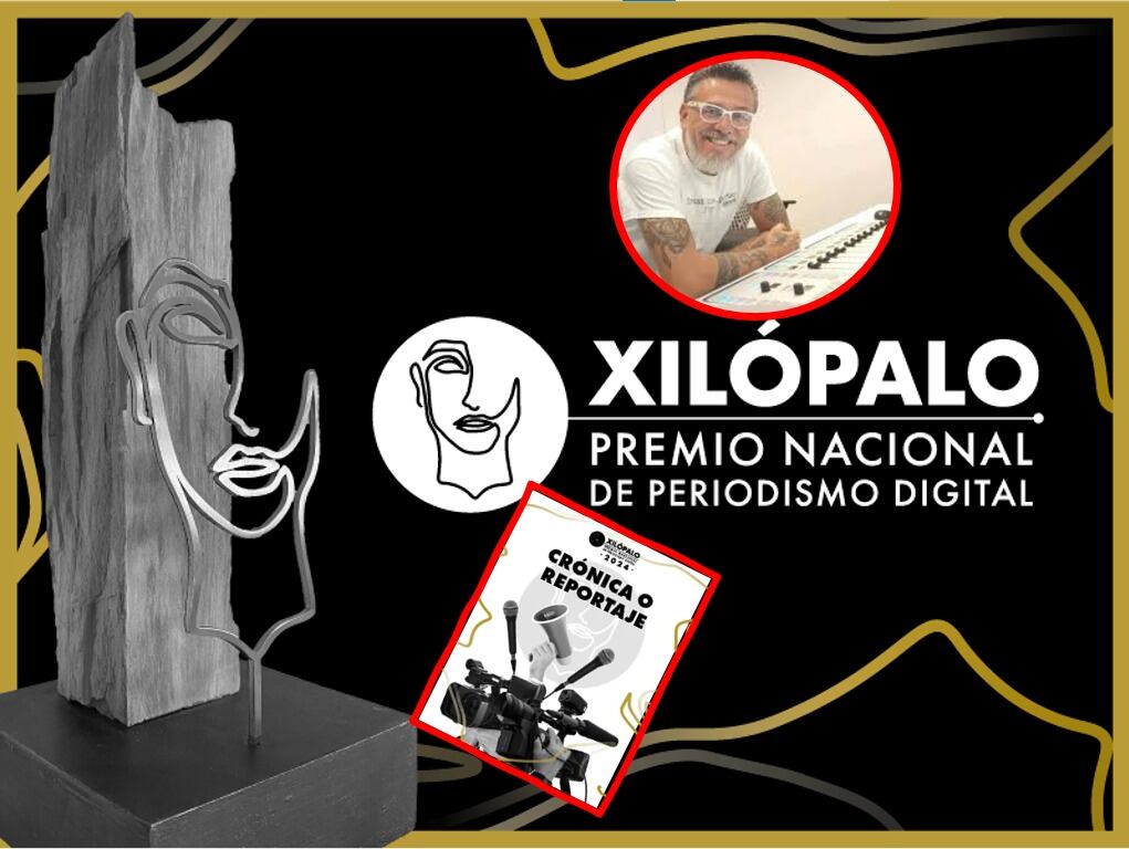 Reportero de Caracol Radio, Juan Carlos Díaz Flórez, recibe Premio de Periodismo Digital Xilópalo, en la categoría Crónica y/o Reportaje, con su trabajo 'Buenaventura. Un año buscando un puerto pacífico'. Cortesía: Revista KienyKe y Caracol Radio.