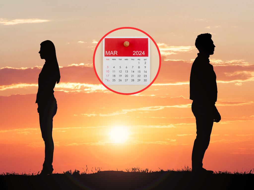 Pareja durante una discusión de fondo el calendario del mes de marzo 2024 (Fotos vía Getty Images)