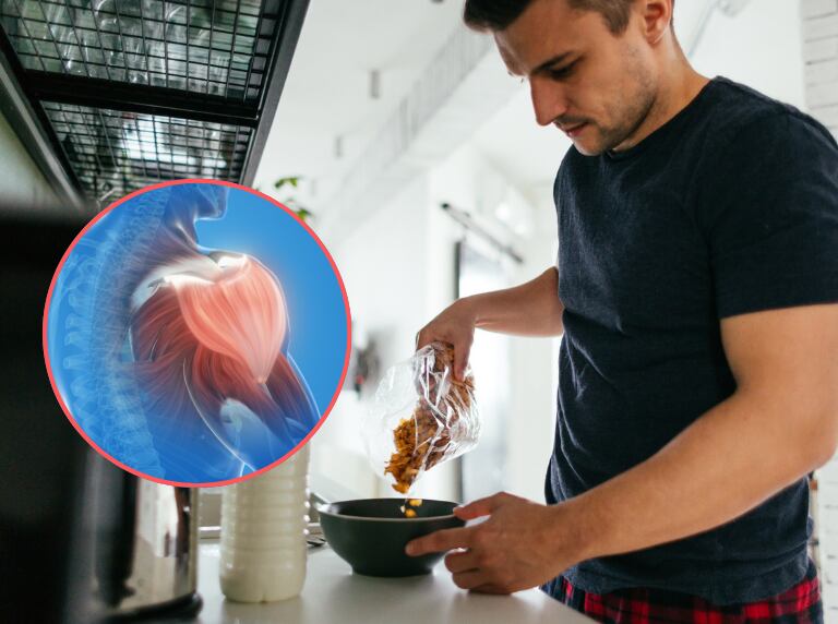 Hombre haciéndose su desayuno / Imagen del crecimiento muscular (Getty Images)