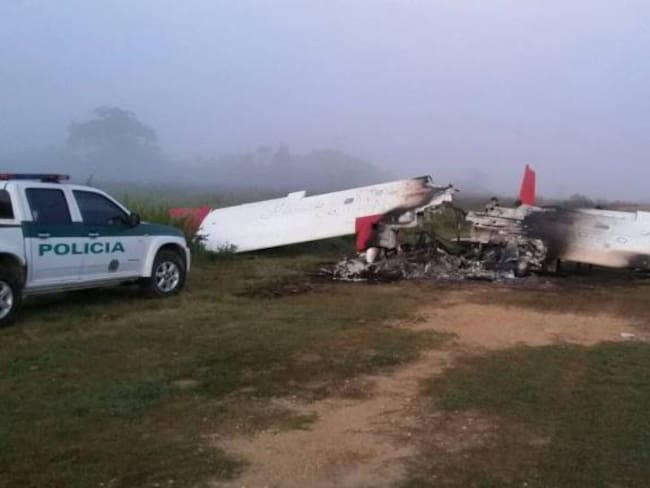 Avioneta destruida por la Fuerza Aérea Colombiana en el departamento de Sucre