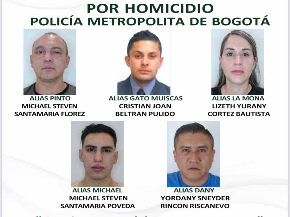 Policía presenta cartel de los cinco delincuentes más buscados en Bogotá por homicidio y hurto