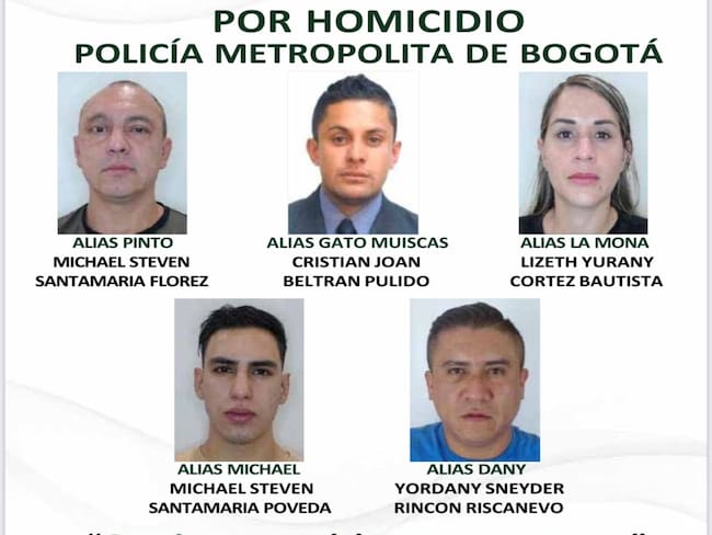 Cartel de los delincuentes más buscados en Bogotá por homicidio y hurto. Foto: Policía