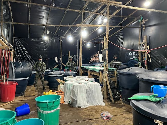 Laboratorio desmantelado en Cumbal . Foto: Ej{ercito Nacional