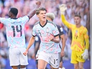 SEATTLE, WASHINGTON - JULY 6: Charles De Ketelaere, #17 of Belgium celebrates a goal during the FIFA World Cup 2026 Round Of 16 match between USA and Belgium at Seattle Stadium on July 6, 2026 in Seattle, United States. (Photo by Jane Gershovich/ISI Photos/ISI Photos via Getty Images)
