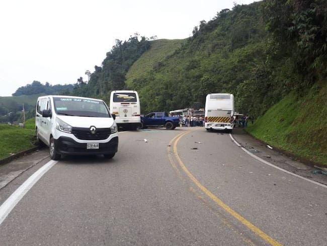 Así quedaron los cuatro vehículos involucrados en el accidente en Petaqueros.  