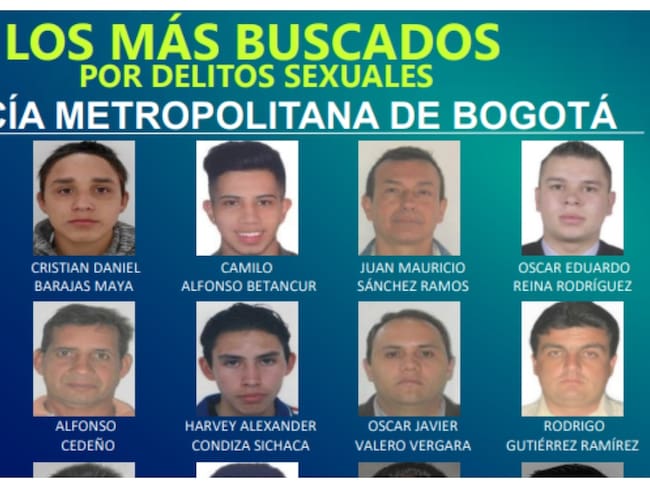 Cartel de los 19 más buscados por delitos sexuales en Bogotá