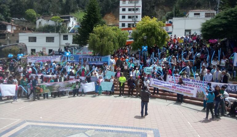 Protesta campesina en Mutiscua por explotación del páramo de Santourban