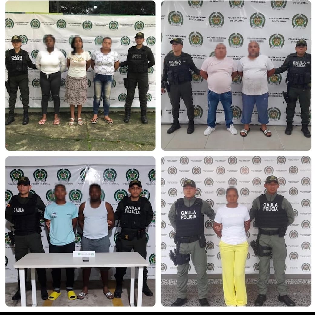 Presuntos integrantes de 'Los Caparros'. Cortesía: Gaula de Policía.