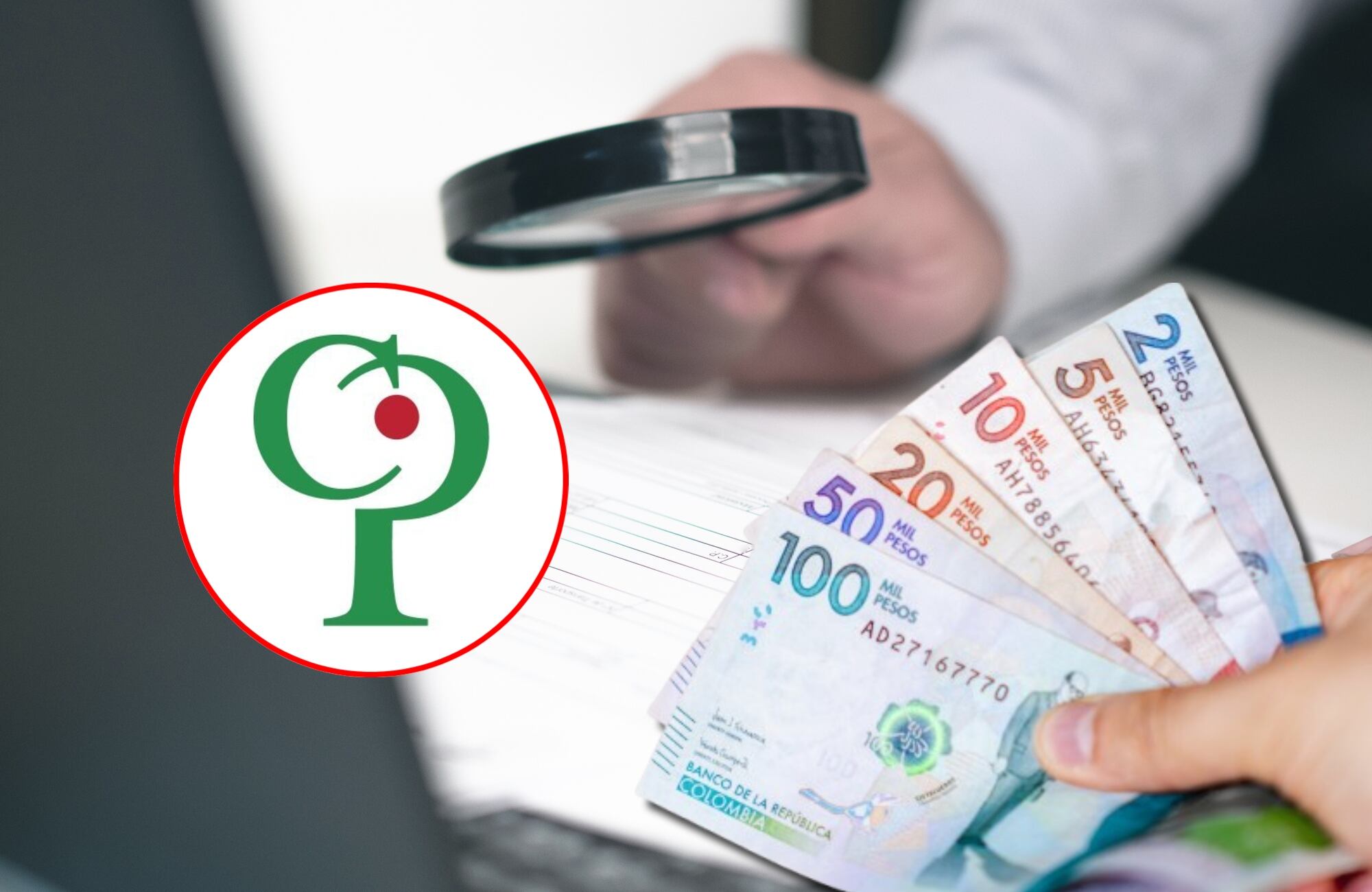 Logo de Colpensiones, dinero e imagen de referencia. Fotos: X @Colpensiones / Getty Images