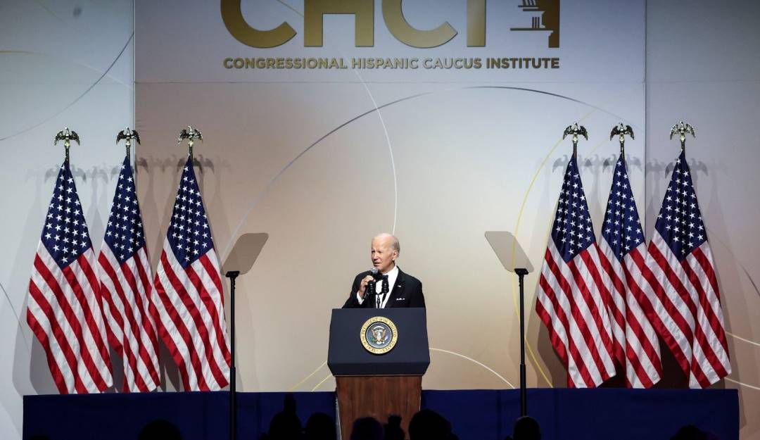 El presidente de Estados Unidos, Joe Biden, durante la celebración del mes de la hispanidad.      Foto: Getty 